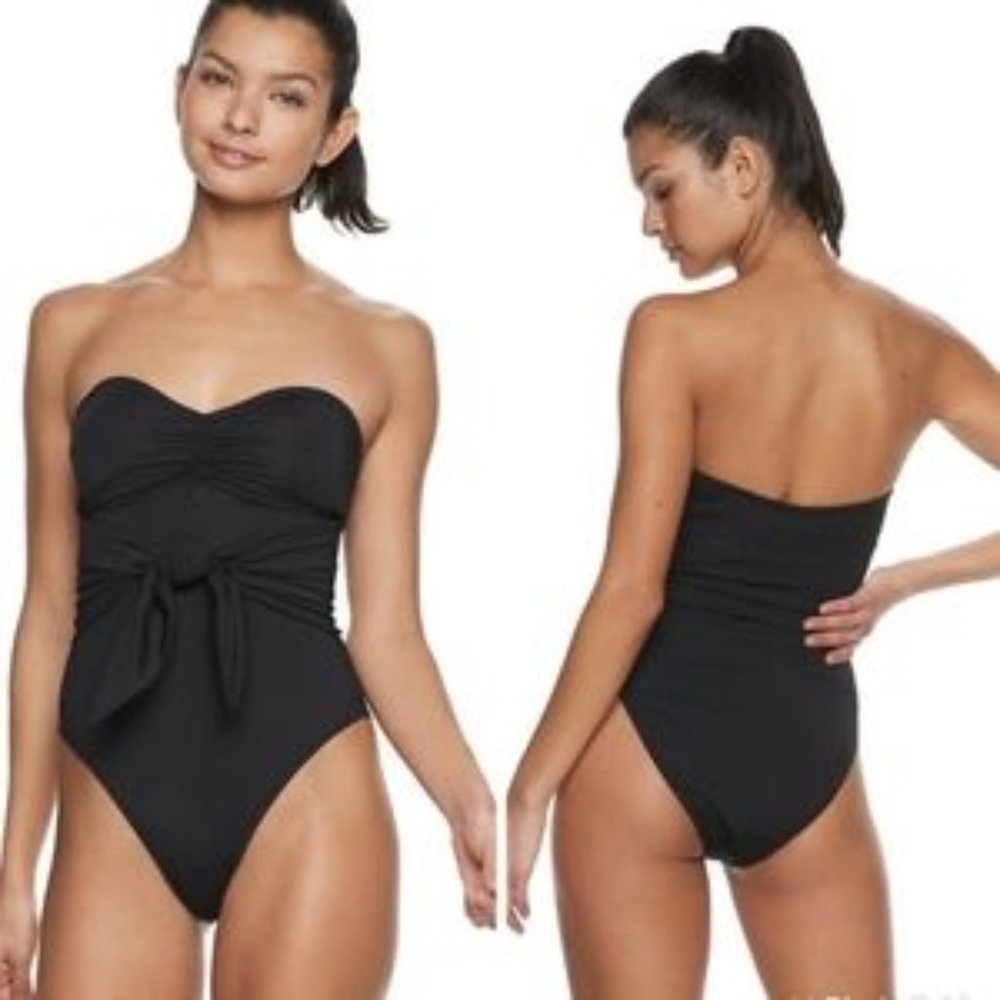 WeWoreWhat Black Strapless Capri Bathing Suit. NWT